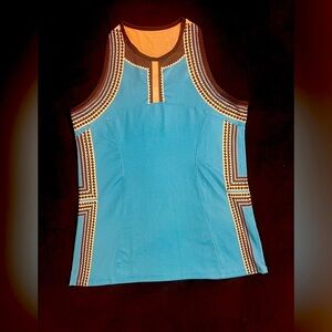 Lucky in Love Active Tennis Tank Top Women’s Size S Blue Black with White Mesh